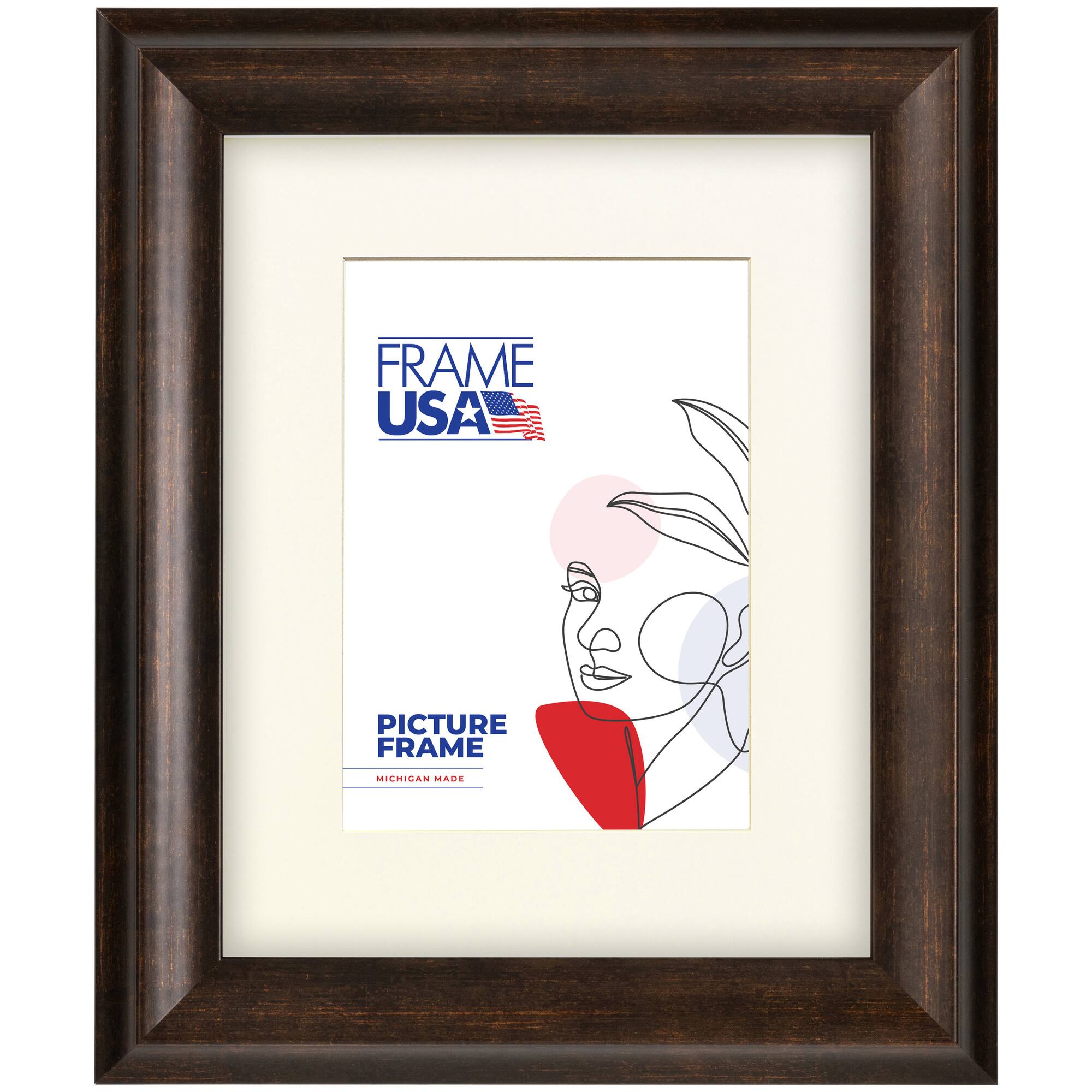 Frame USA Verona Narrow Tarnished Bronze Single Image Picture Frame with Mat